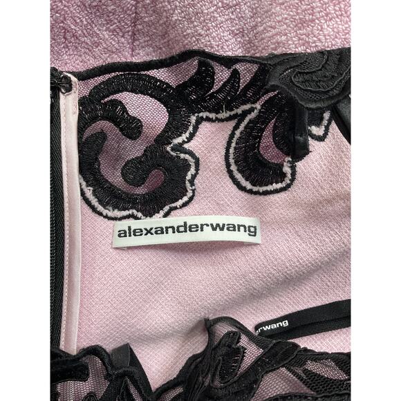 Alexander Wang Lace Pink V Neck Mini Dress Size 2 - Picture 4 of 5